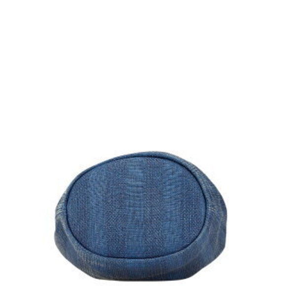 CHANEL Deauville Chain Shoulder Bag Blue Navy Blue Straw - Picture 4 of 8